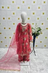 OC 218 Heavy Faux Georgette With Embroidery Sequence Work Gown With Pant Dupaatta Online Wholesale
